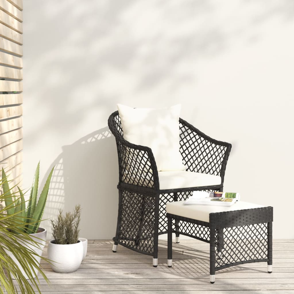 2-tlg. Garten-Lounge-Set mit Kissen Braun Poly Rattan