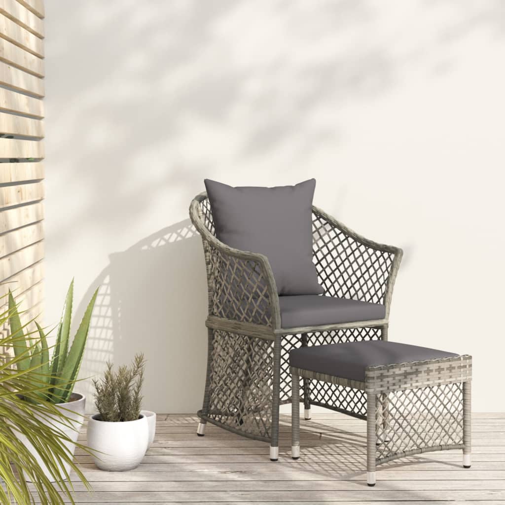 2-tlg. Garten-Lounge-Set mit Kissen Braun Poly Rattan