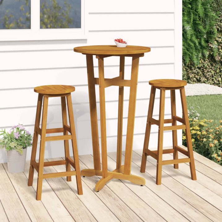 5-tlg. Gartenbar-Set Massivholz Akazie