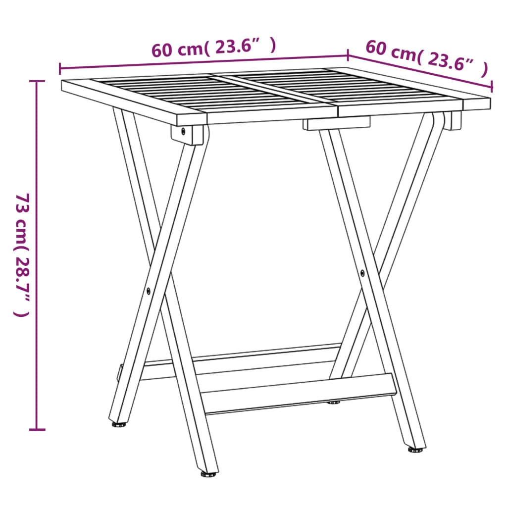 3-tlg. Bistro-Set Klappbar Massivholz Akazie