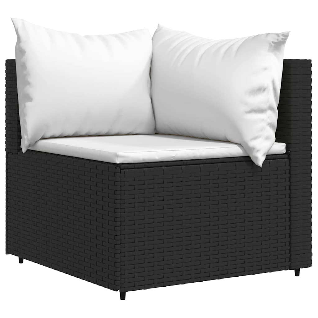 vidaXL Garten-Ecksofas mit Kissen 2 Stk. Schwarz Poly Rattan