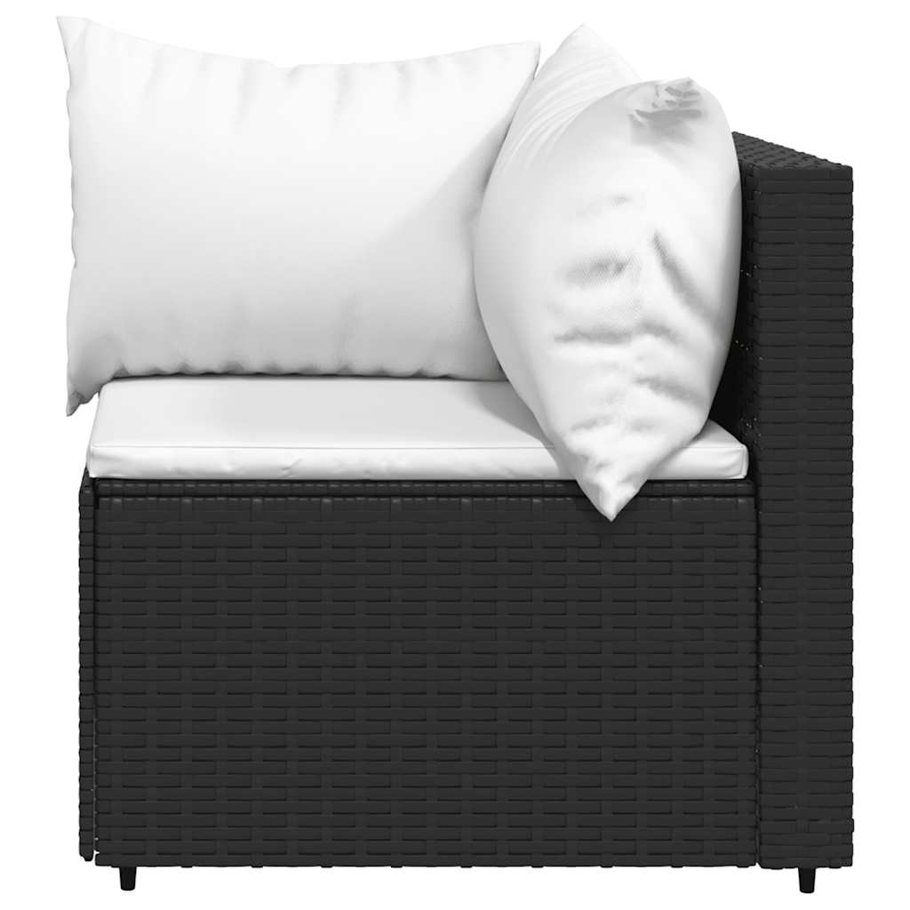 vidaXL Garten-Ecksofas mit Kissen 2 Stk. Schwarz Poly Rattan