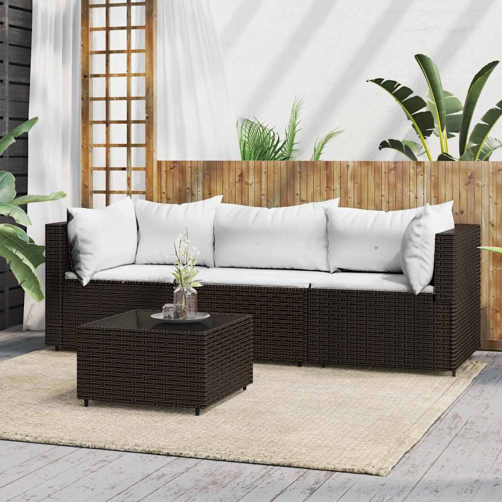 vidaXL Garten-Ecksofas mit Kissen 2 Stk. Schwarz Poly Rattan