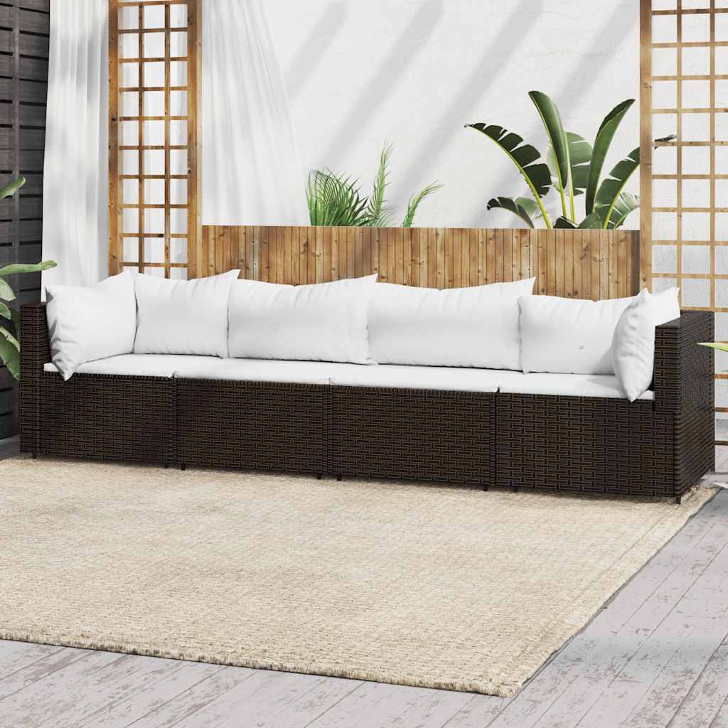 vidaXL Garten-Ecksofas mit Kissen 2 Stk. Schwarz Poly Rattan