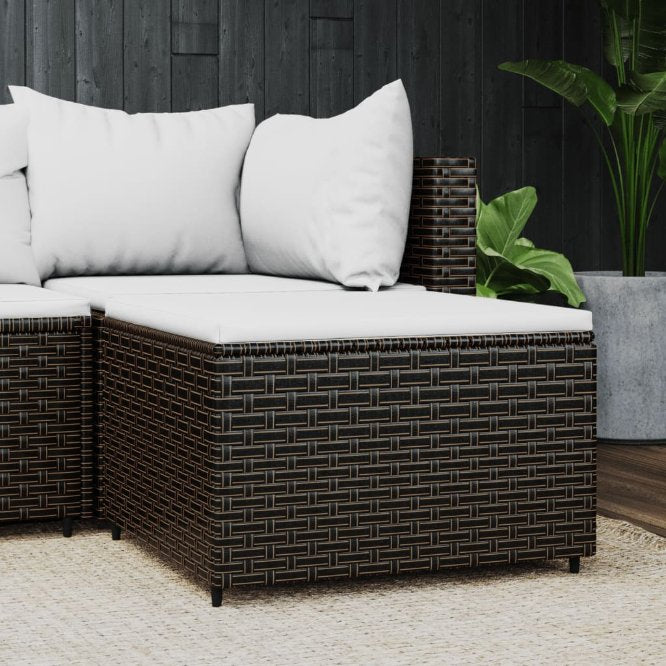vidaXL Gartenhocker mit Kissen Schwarz Poly Rattan