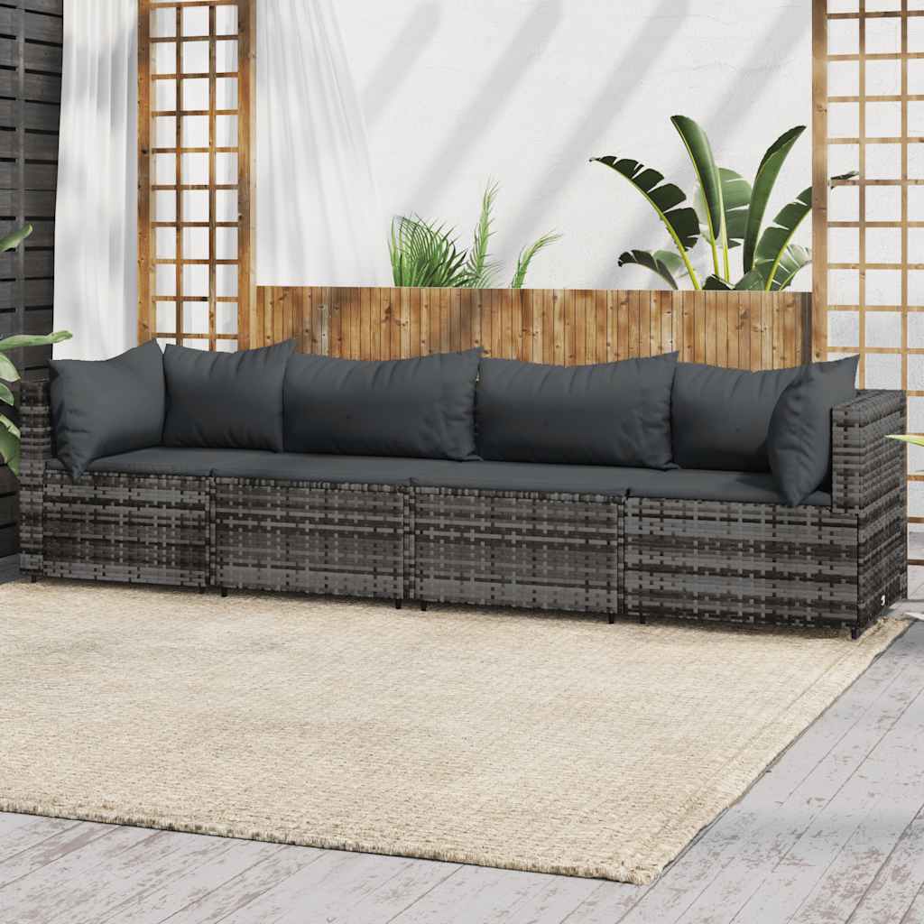 vidaXL Garten-Ecksofas mit Kissen 2 Stk. Schwarz Poly Rattan