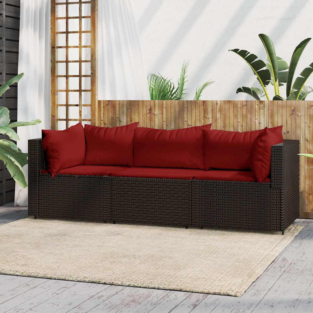 vidaXL Garten-Ecksofas mit Kissen 2 Stk. Schwarz Poly Rattan