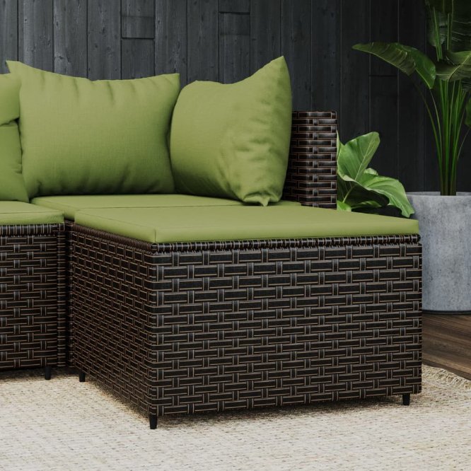 vidaXL Gartenhocker mit Kissen Schwarz Poly Rattan