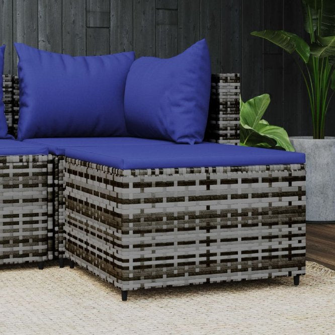 vidaXL Gartenhocker mit Kissen Schwarz Poly Rattan