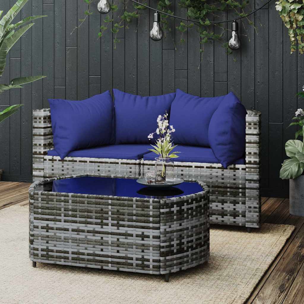 Garten-Ecksofas mit Kissen 2 Stk. Schwarz Poly Rattan