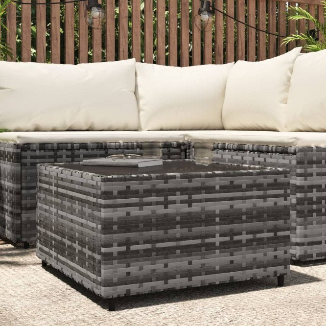 vidaXL Garten-Couchtisch Quadratisch Schwarz 50x50x30 cm Poly Rattan