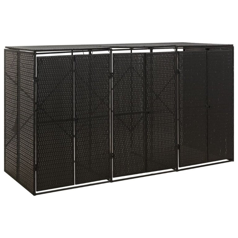 vidaXL Mülltonnenbox für 1 Tonne Schwarz 70x80x117 cm Poly Rattan