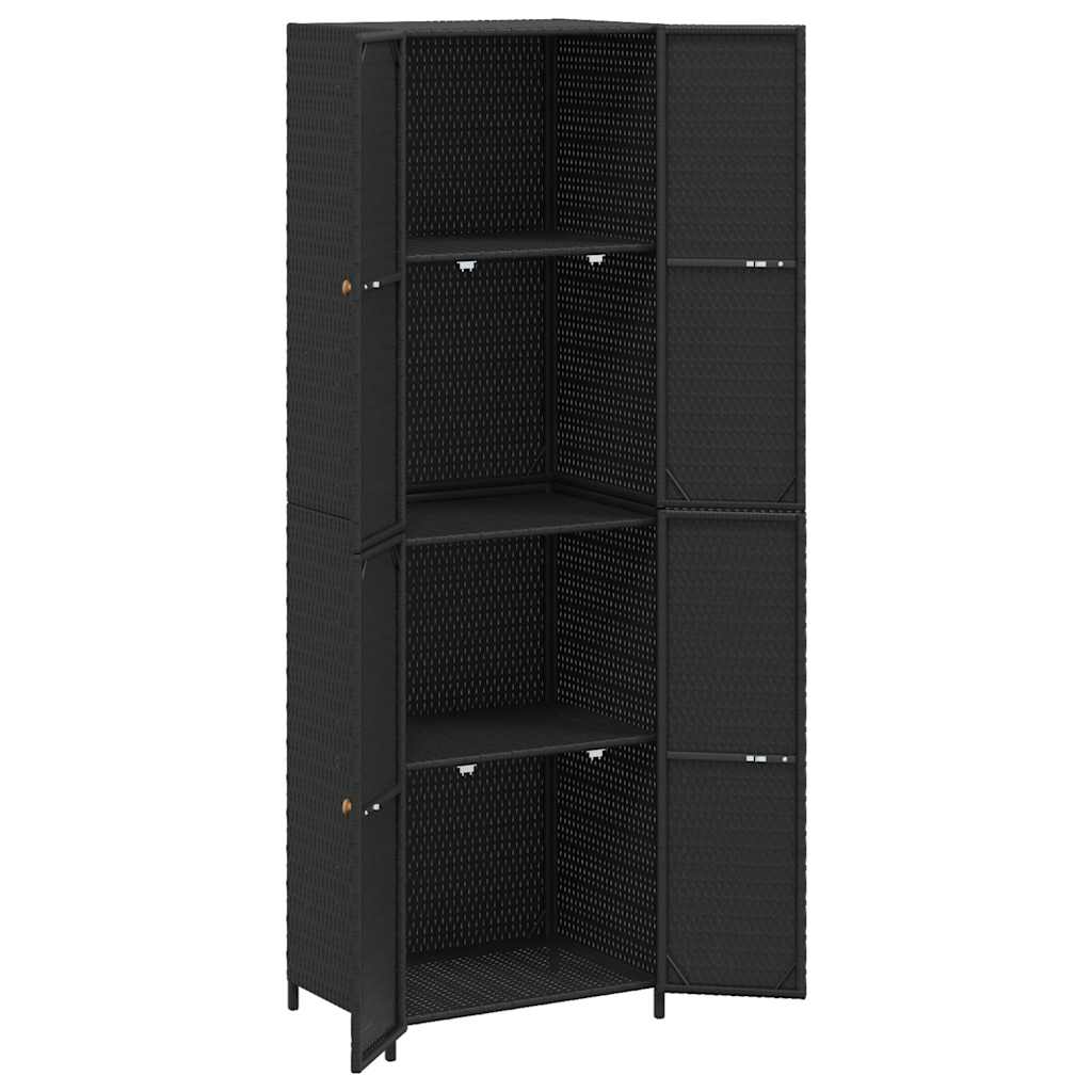 vidaXL Gartenschrank Schwarz 59x40x180 cm Poly Rattan