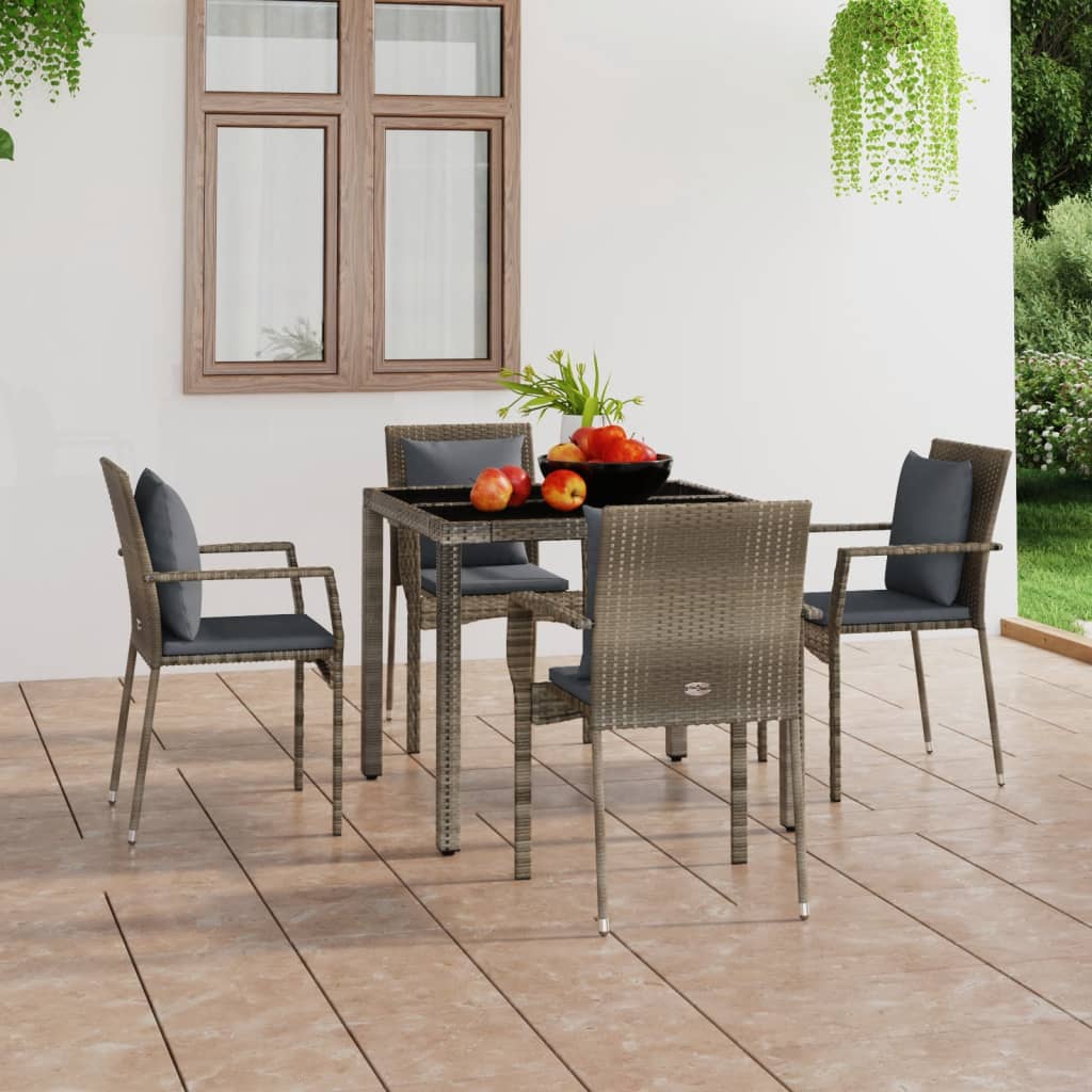 Gartenstühle mit Kissen 2 Stk. Poly Rattan Schwarz