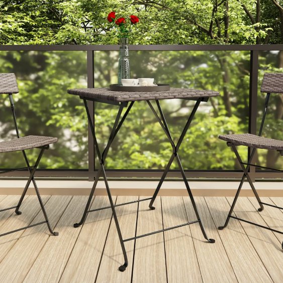 vidaXL Bistrotisch Klappbar Schwarz 55x54x71 cm Poly Rattan