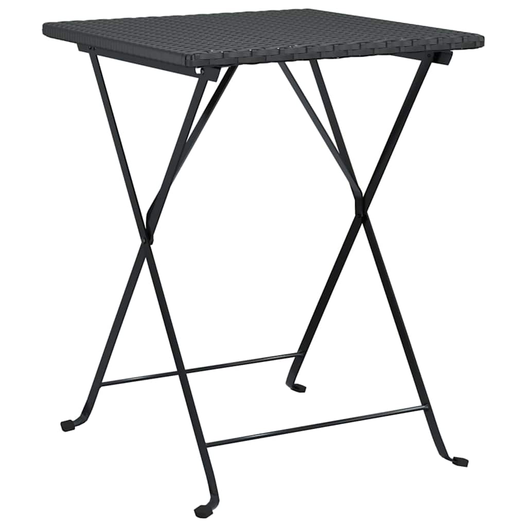 3-tlg. Bistro-Set Klappbar Schwarz Poly Rattan
