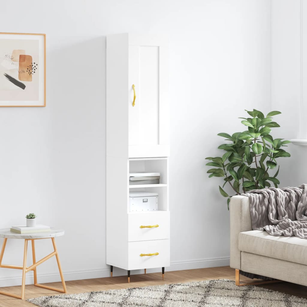 Highboard Betongrau 34,5x34x180 cm Holzwerkstoff