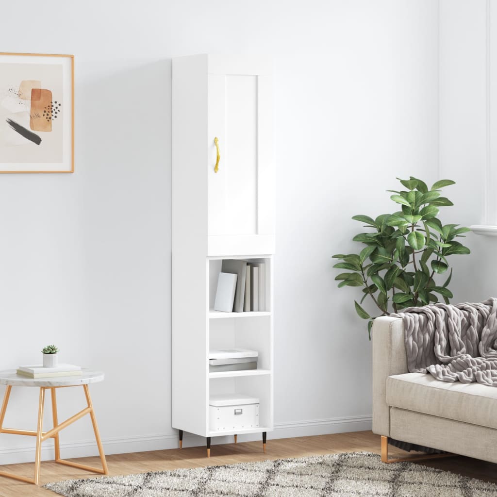 Highboard Betongrau 34,5x34x180 cm Holzwerkstoff