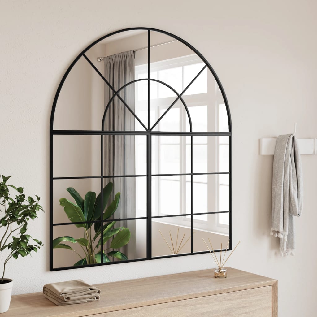 Wandspiegel Schwarz 60x70 cm Gewölbt Eisen