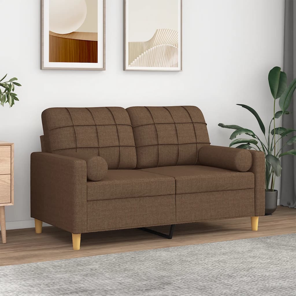 vidaXL 2-Sitzer-Sofa mit Zierkissen Hellgrau 120 cm Stoff