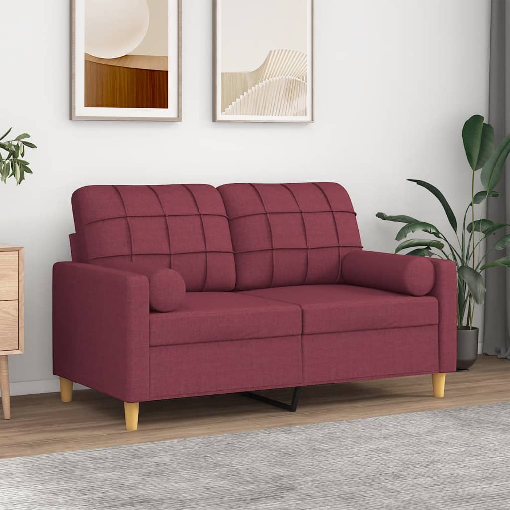 vidaXL 2-Sitzer-Sofa mit Zierkissen Hellgrau 120 cm Stoff