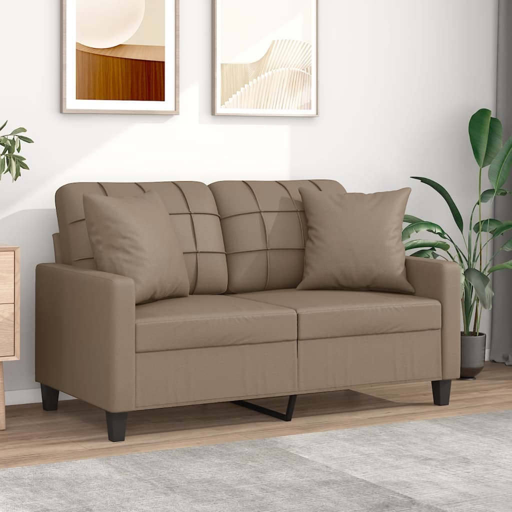 vidaXL 2-Sitzer-Sofa mit Zierkissen Schwarz 120 cm Kunstleder