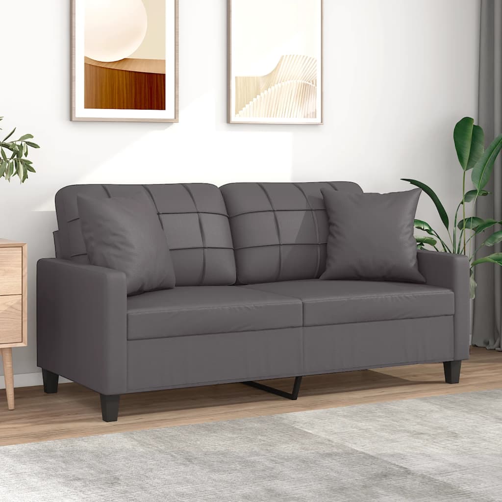 vidaXL 2-Sitzer-Sofa mit Zierkissen Schwarz 120 cm Kunstleder