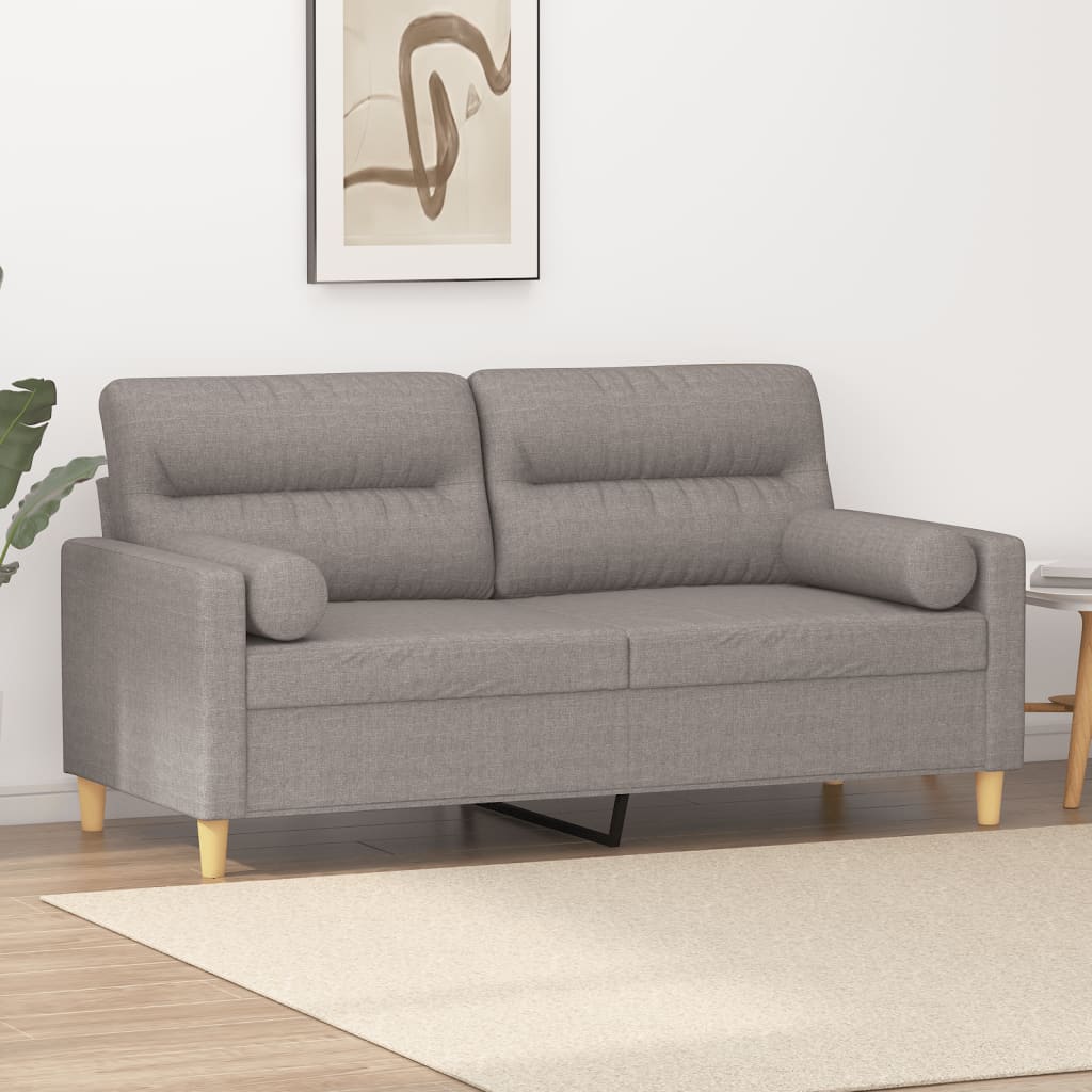 vidaXL 2-Sitzer-Sofa mit Zierkissen Hellgrau 120 cm Stoff