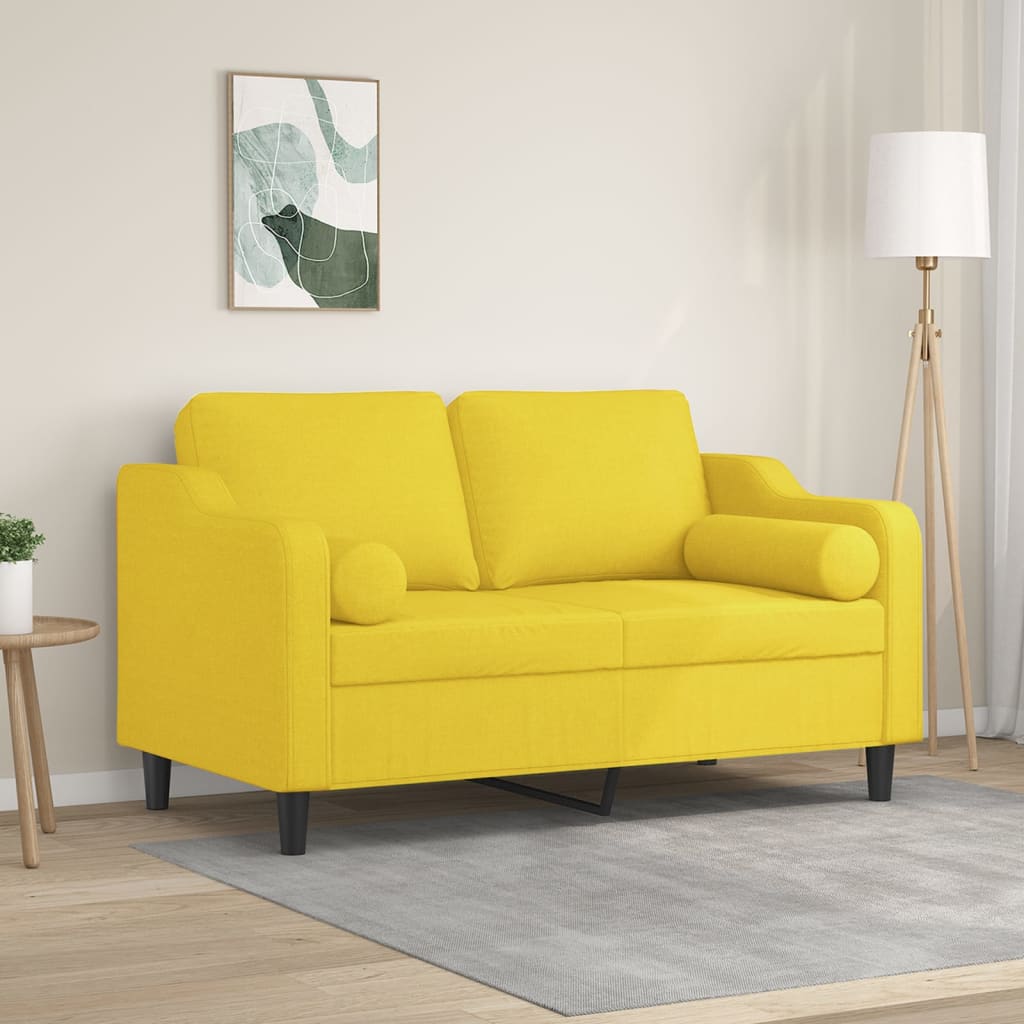 vidaXL 2-Sitzer-Sofa mit Zierkissen Hellgrau 120 cm Stoff