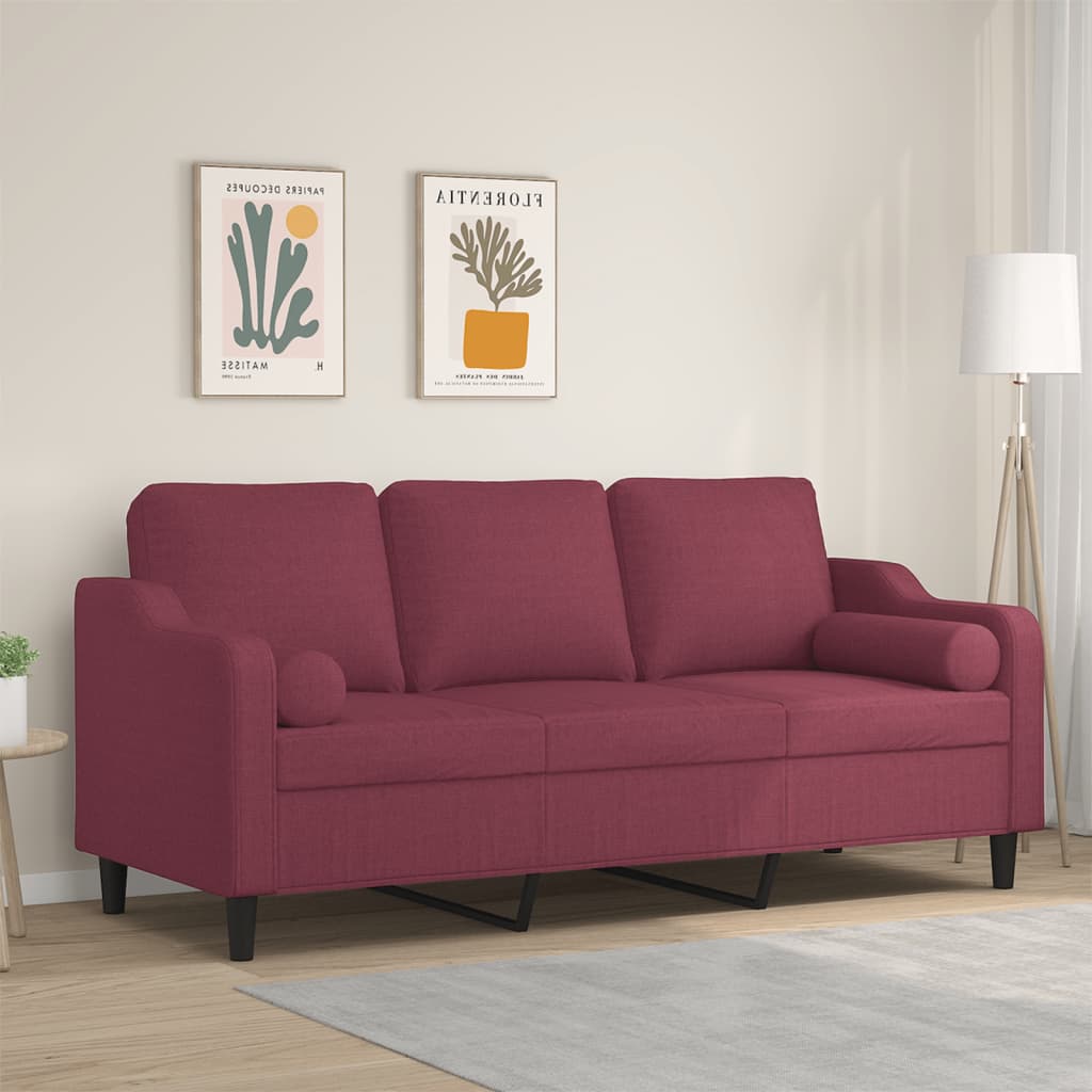 2-Sitzer-Sofa mit Zierkissen Hellgrau 120 cm Stoff