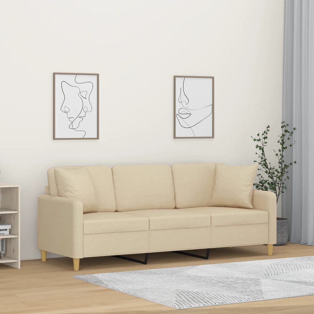 2-Sitzer-Sofa mit Zierkissen Hellgrau 120 cm Stoff