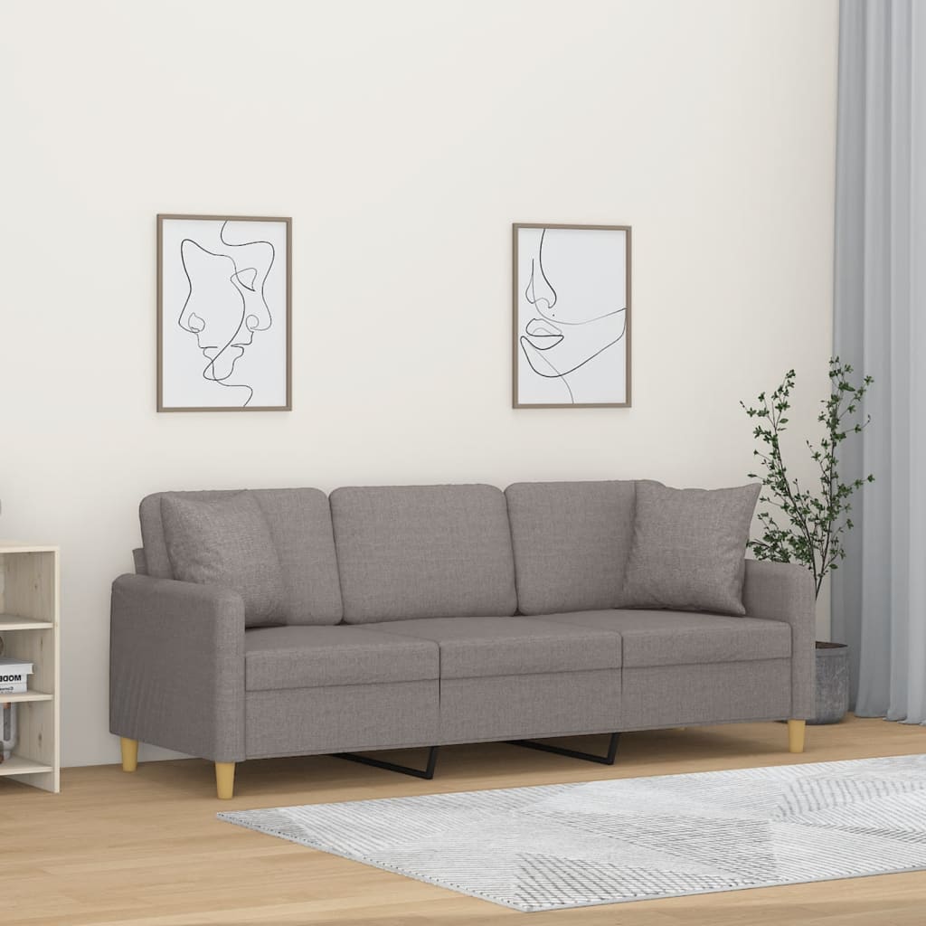 vidaXL 2-Sitzer-Sofa mit Zierkissen Hellgrau 120 cm Stoff