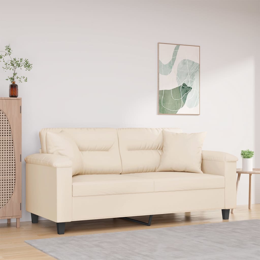 vidaXL 2-Sitzer-Sofa mit Kissen Taupe 120 cm Mikrofasergewebe