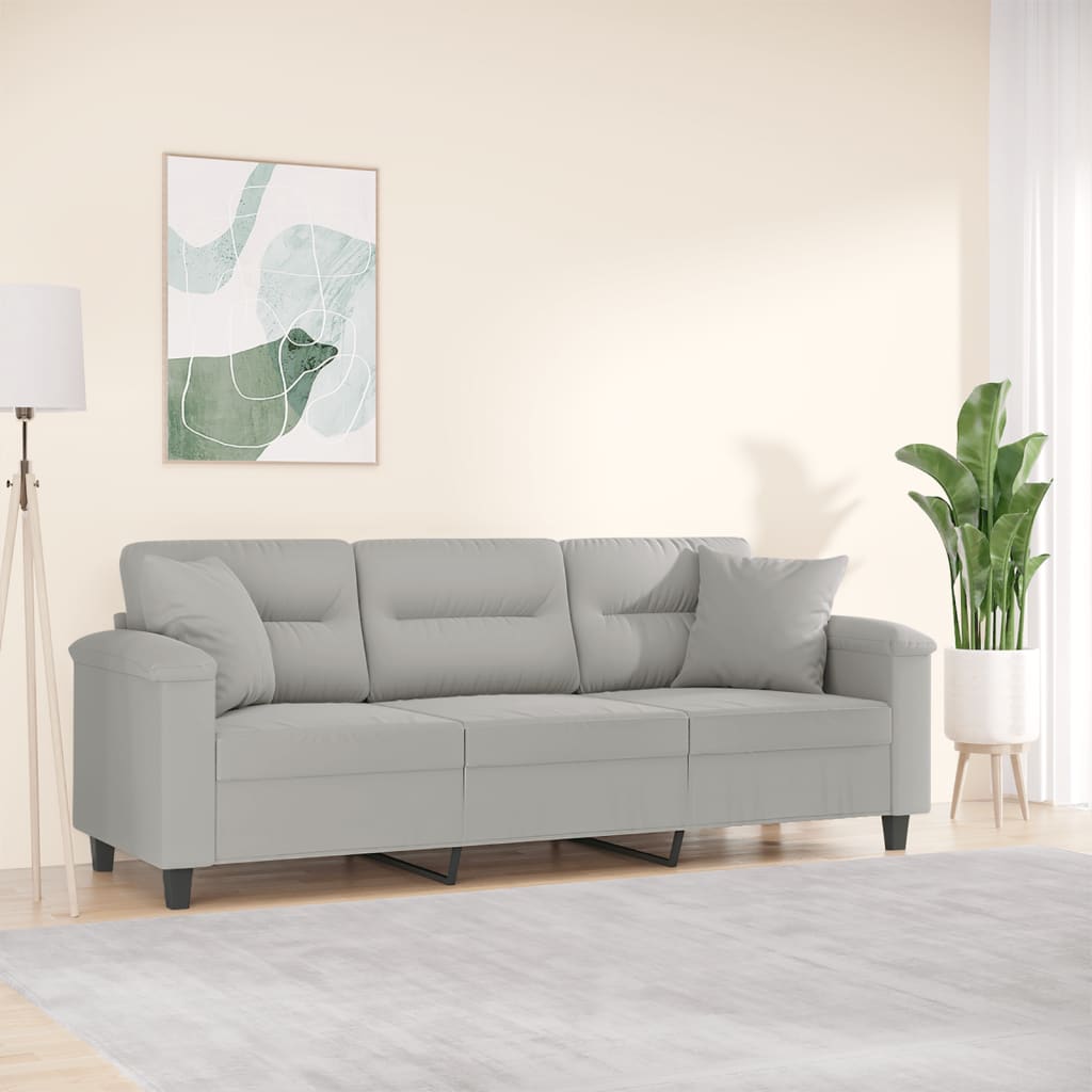 vidaXL 2-Sitzer-Sofa mit Kissen Taupe 120 cm Mikrofasergewebe