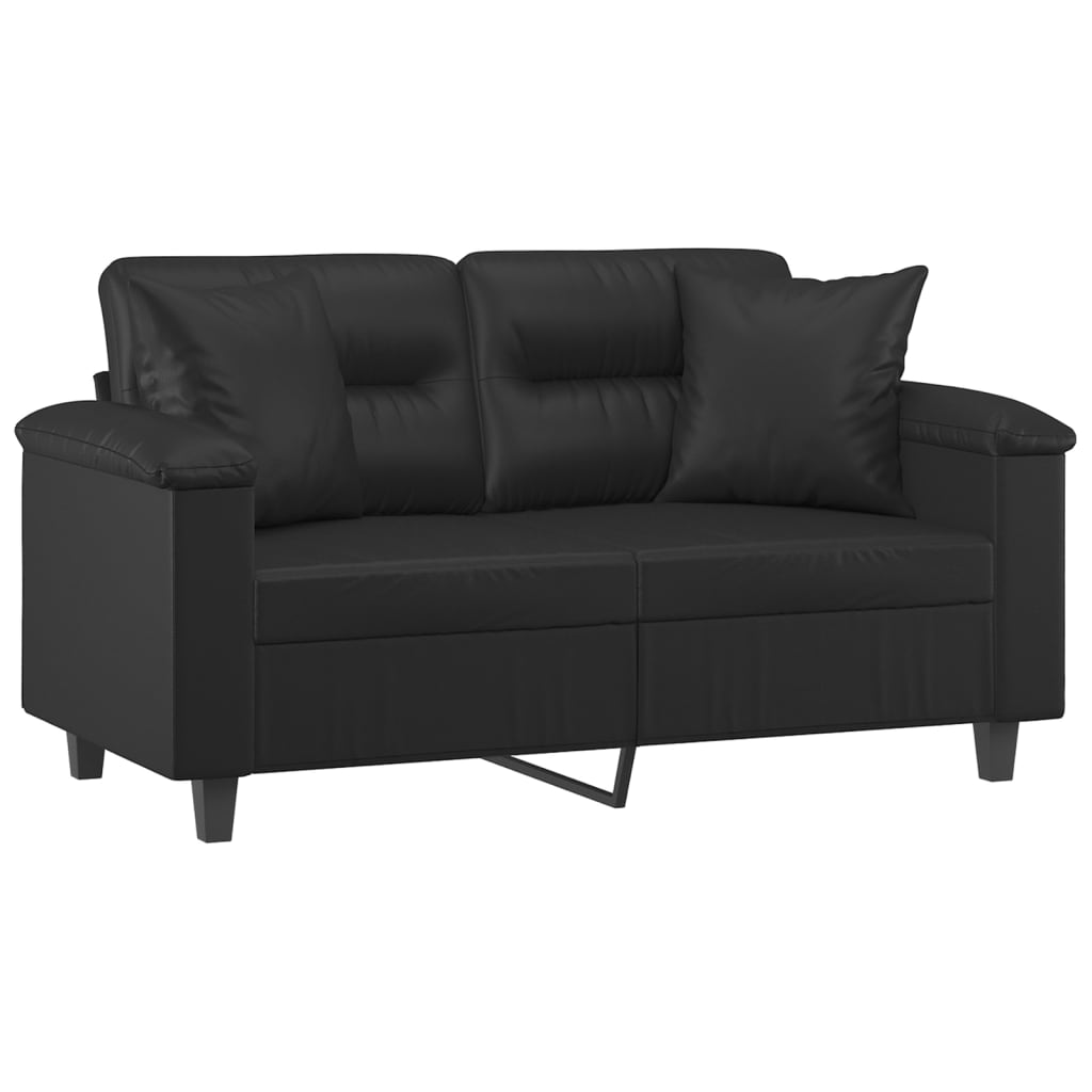 vidaXL 2-Sitzer-Sofa mit Zierkissen Schwarz 120 cm Kunstleder