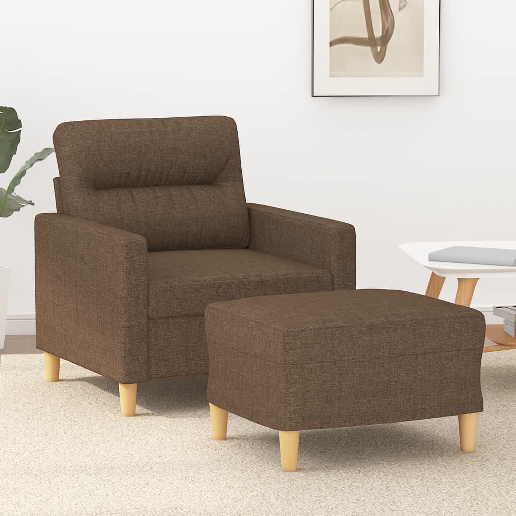 Sessel mit Hocker Hellgrau 60 cm Stoff