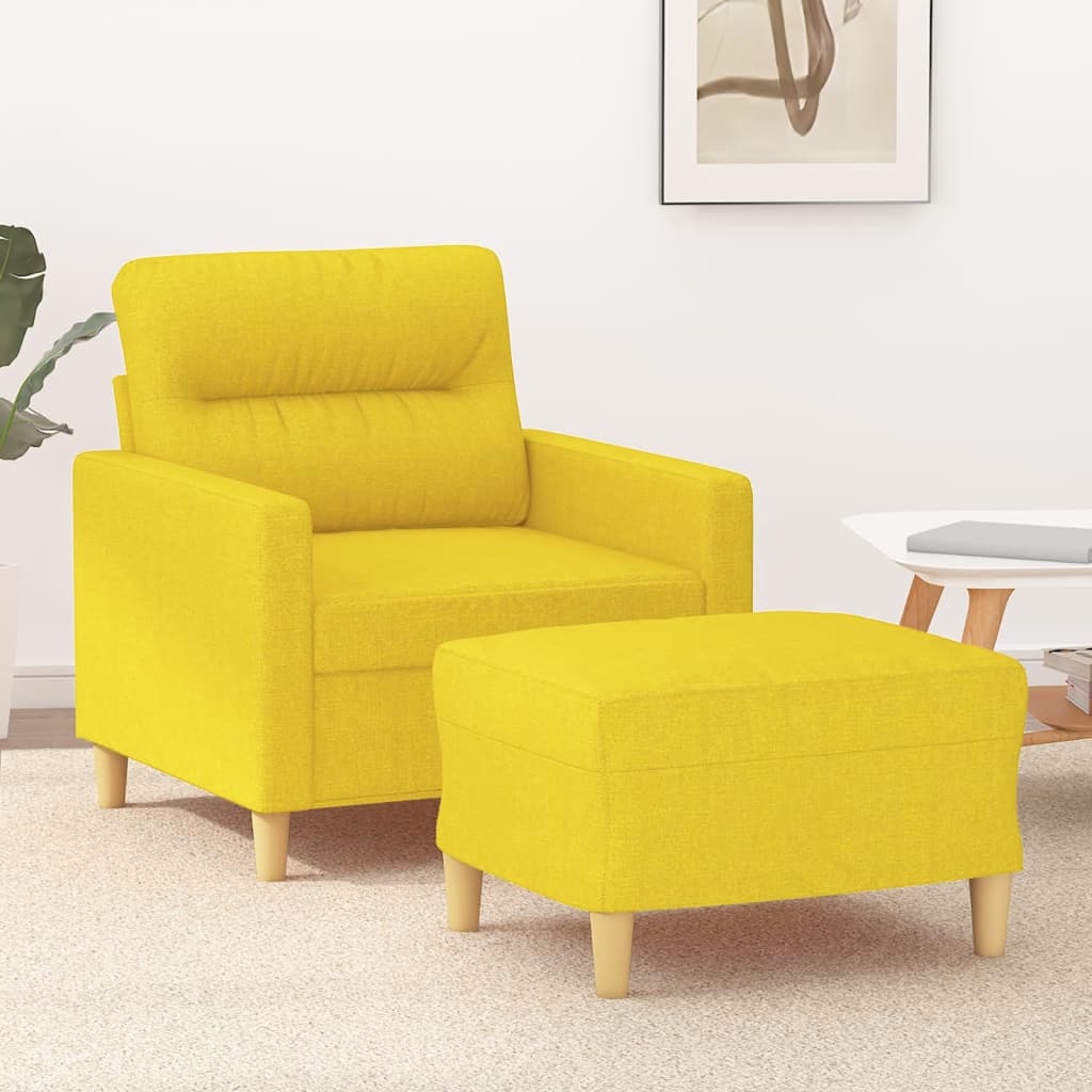 Sessel mit Hocker Hellgrau 60 cm Stoff