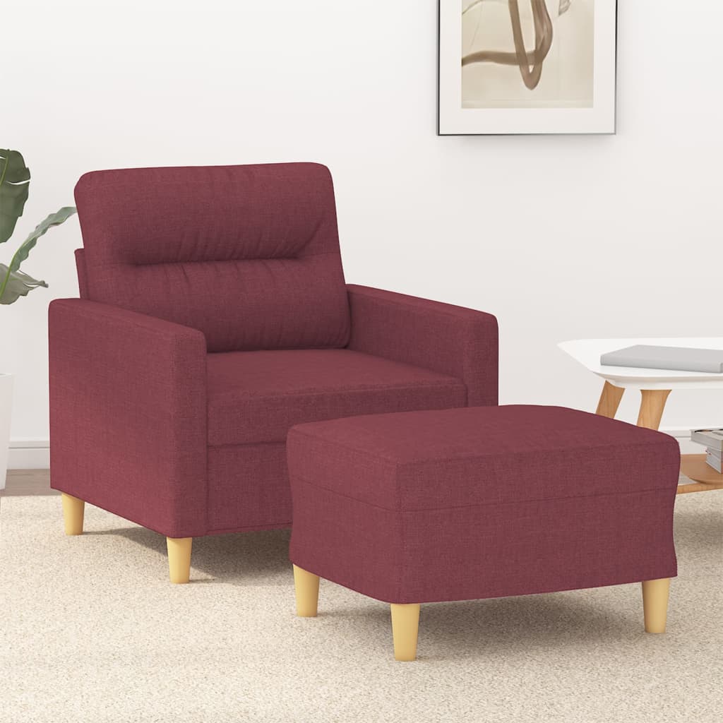 Sessel mit Hocker Hellgrau 60 cm Stoff