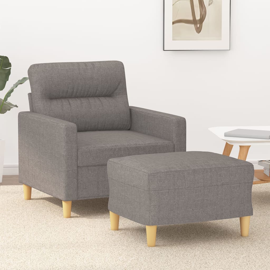 Sessel mit Hocker Hellgrau 60 cm Stoff
