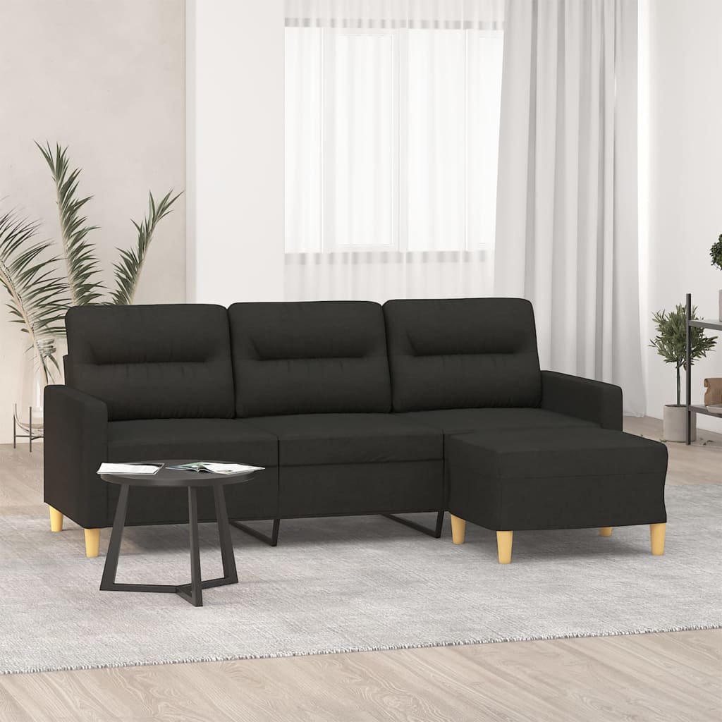 vidaXL 3-Sitzer-Sofa mit Hocker Hellgrau 180 cm Stoff