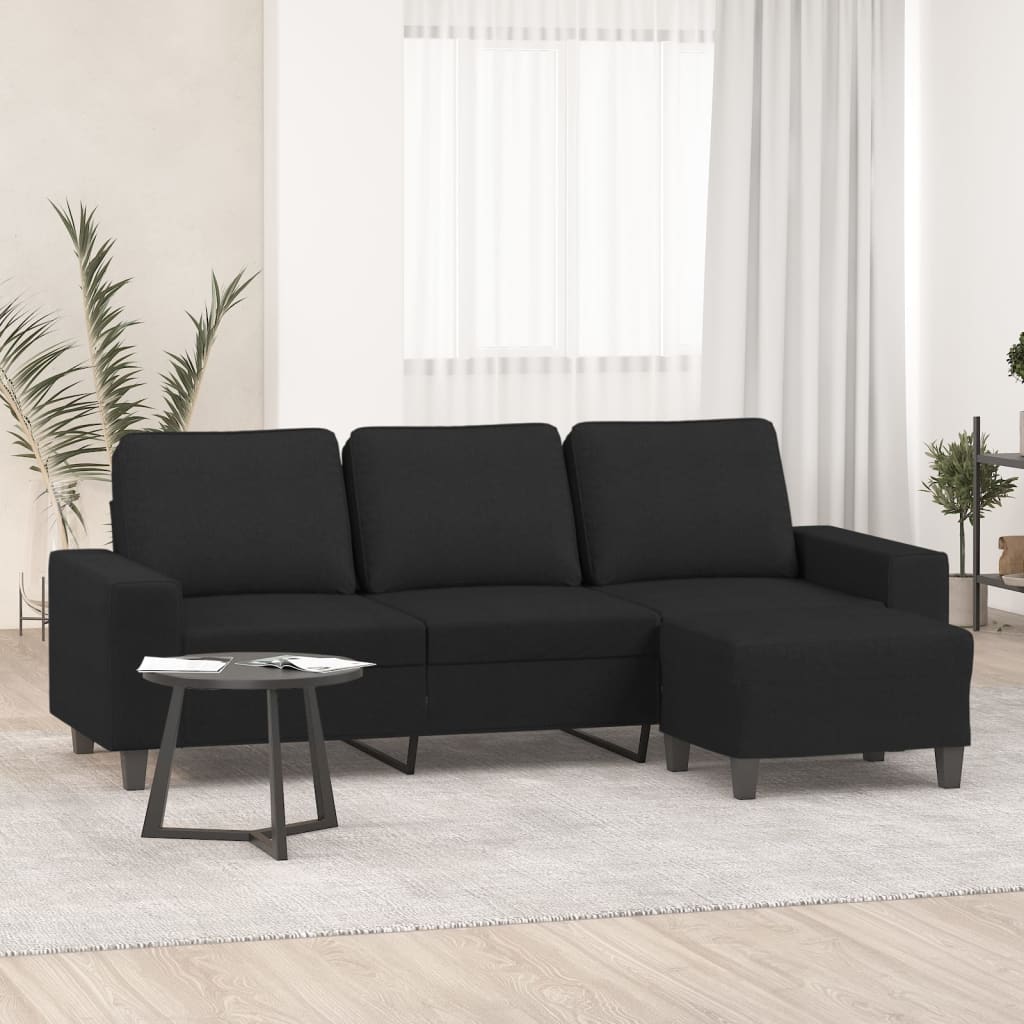 vidaXL 3-Sitzer-Sofa mit Hocker Hellgrau 180 cm Stoff