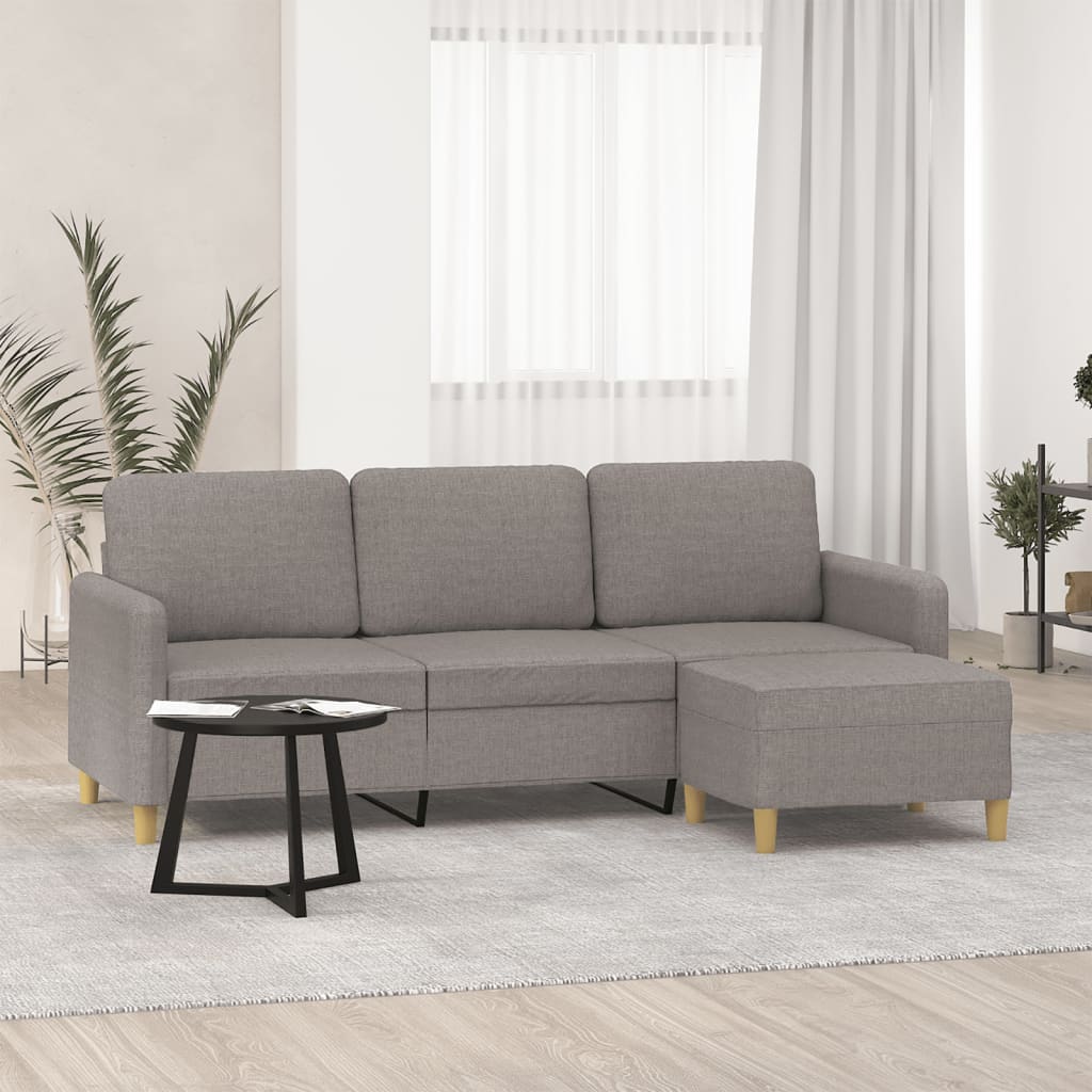 vidaXL 3-Sitzer-Sofa mit Hocker Hellgrau 180 cm Stoff