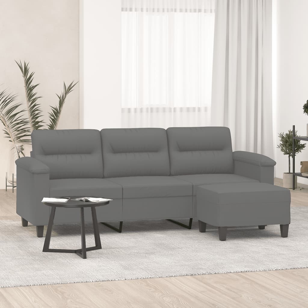 vidaXL 3-Sitzer-Sofa mit Hocker Taupe 180 cm Mikrofasergewebe