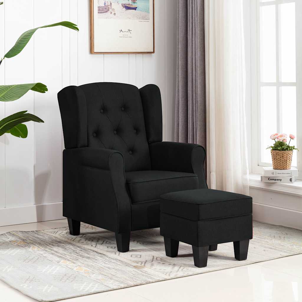 Sessel mit Fußhocker Hellgrau Stoff