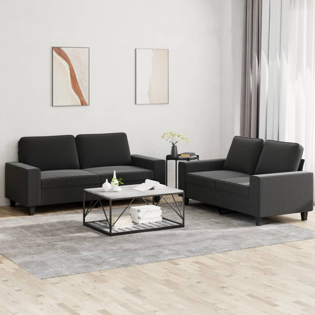 2-tlg. Sofagarnitur Hellgrau Stoff