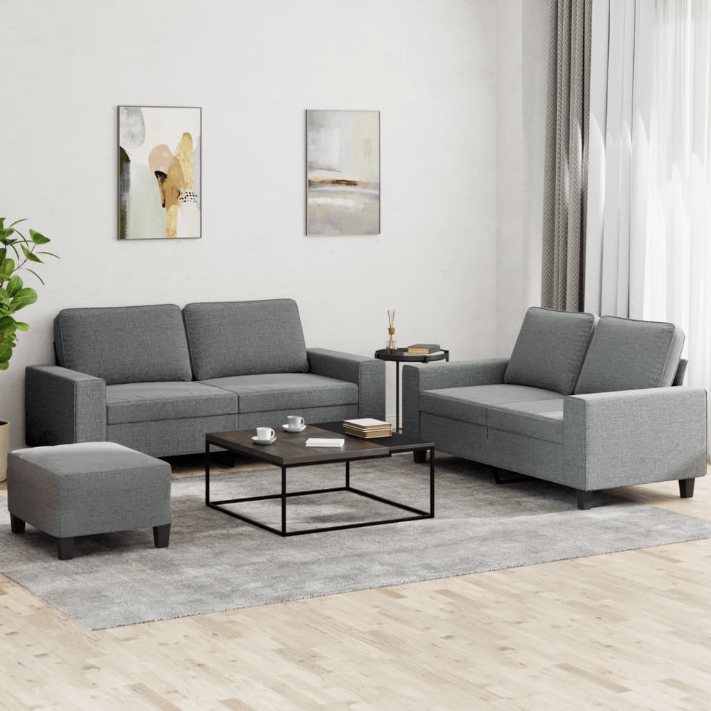 2-tlg. Sofagarnitur Hellgrau Stoff