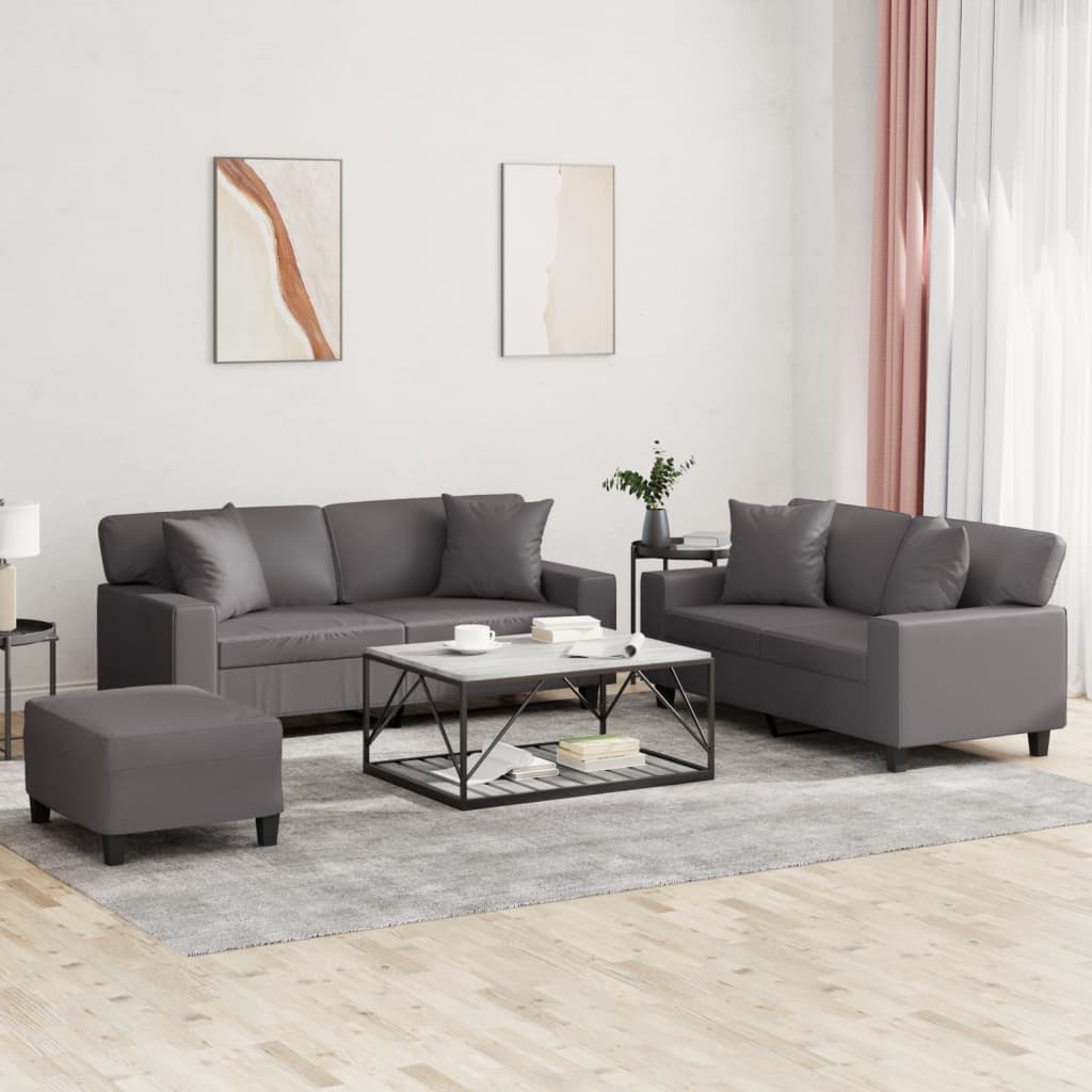 2-tlg. Sofagarnitur Schwarz Kunstleder