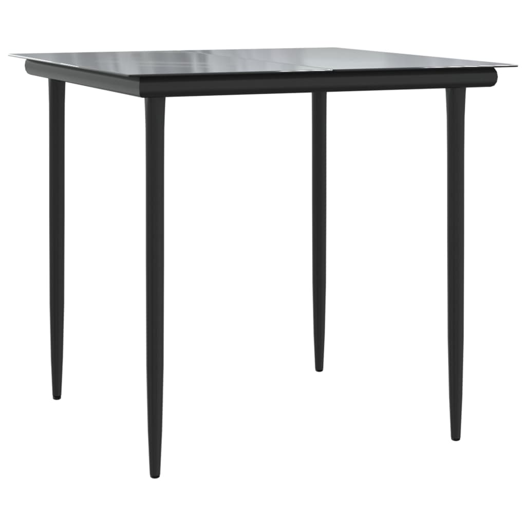 3-tlg. Garten-Essgruppe Grau und Schwarz Poly Rattan und Stahl
