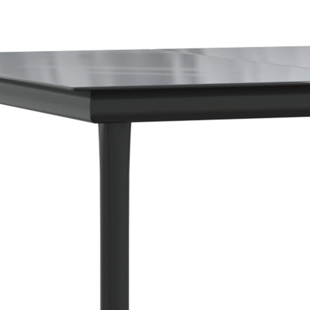 3-tlg. Garten-Essgruppe Grau und Schwarz Poly Rattan und Stahl