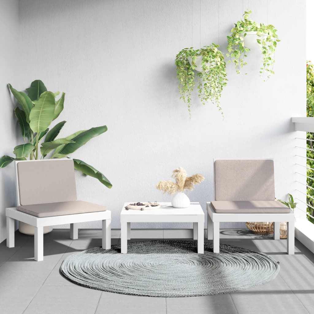 3-tlg. Garten-Lounge-Set mit Kissen Anthrazit PP